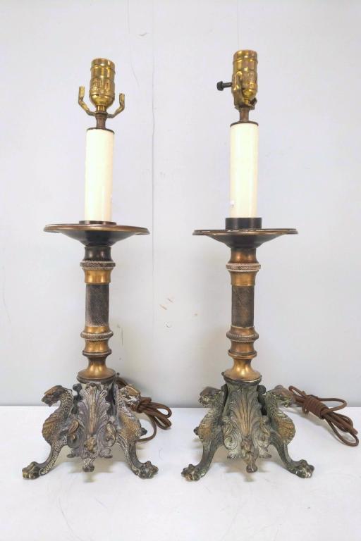 Pair Renaissance Style Candlestick Lamps (1 of 6)