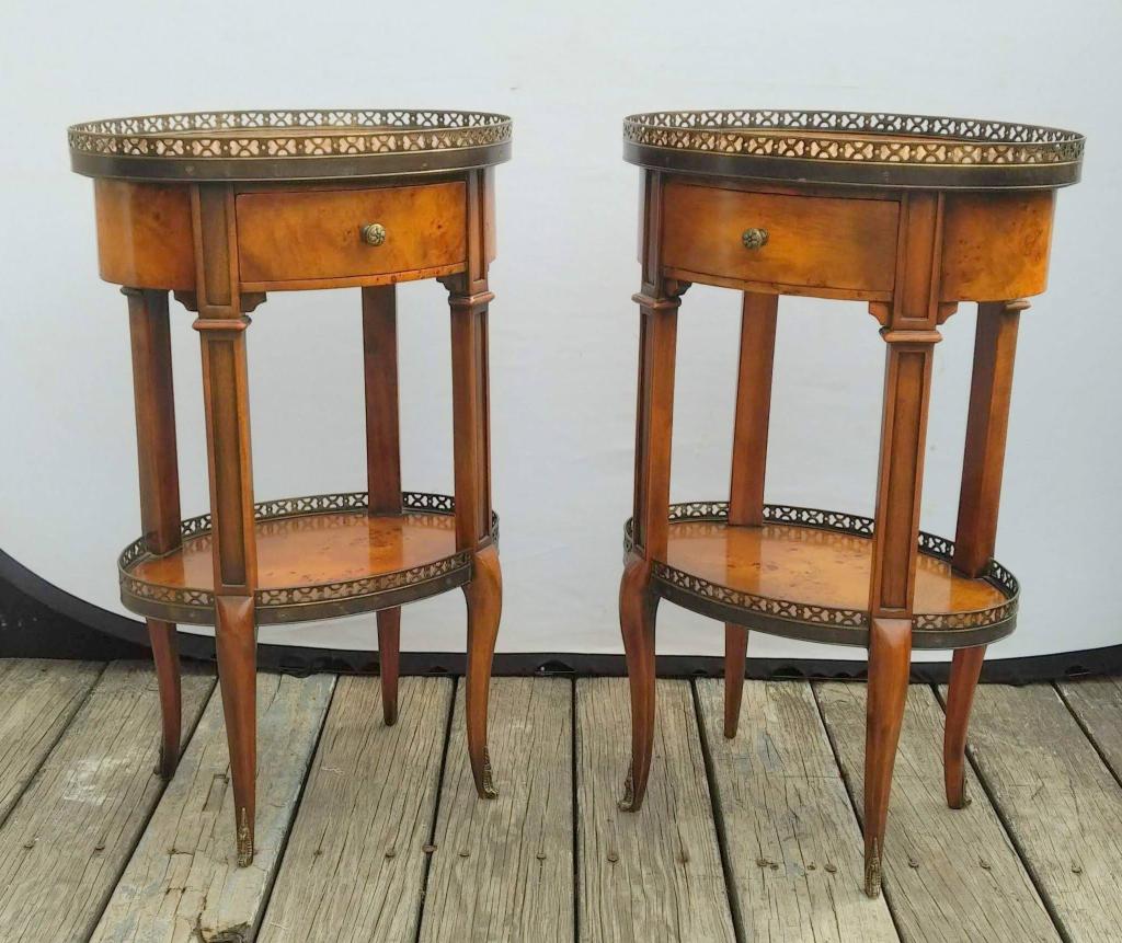 Pair Louis XV Style 2 Tier End Commodes (1 of 5)