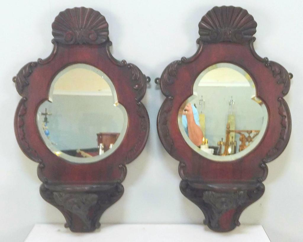 Pair Victorian Carved Mahogany Mirrors (1 of 7)
