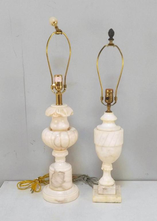 2 Carved Alabaster Table Lamps (1 of 3)