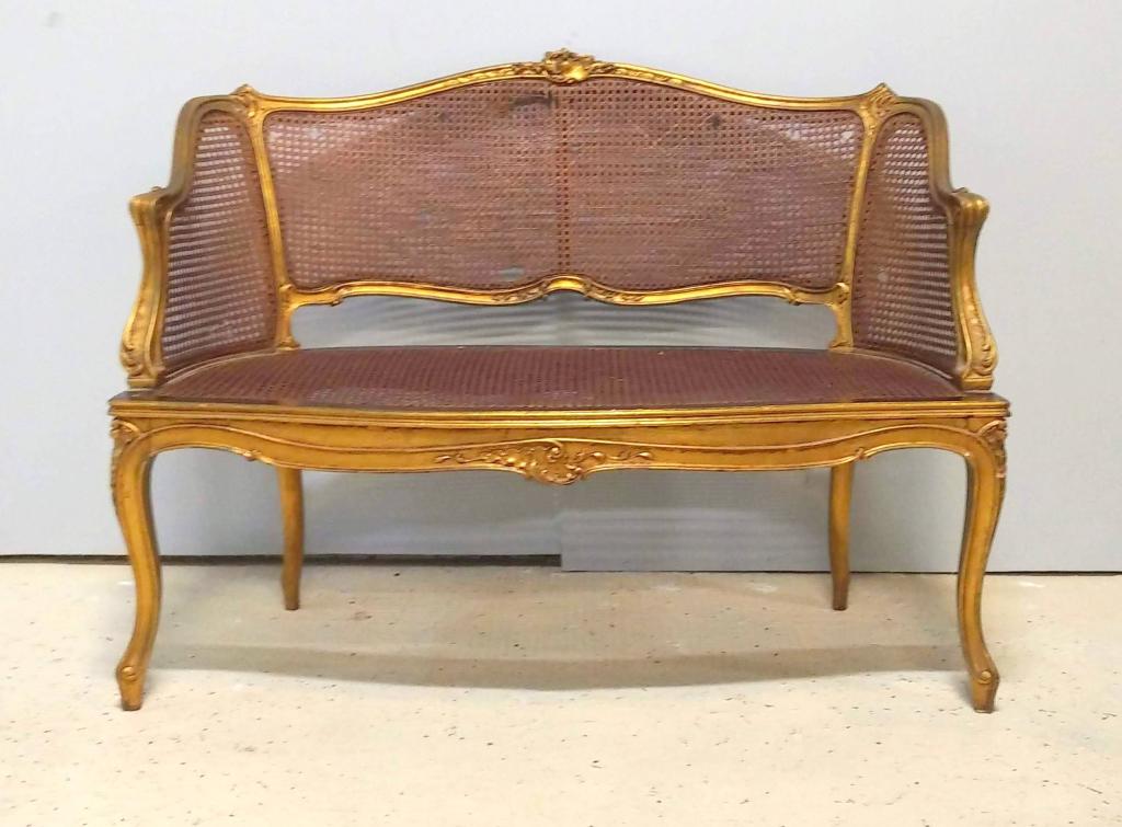 Louis XV Style Gilt Carved Settee (1 of 8)