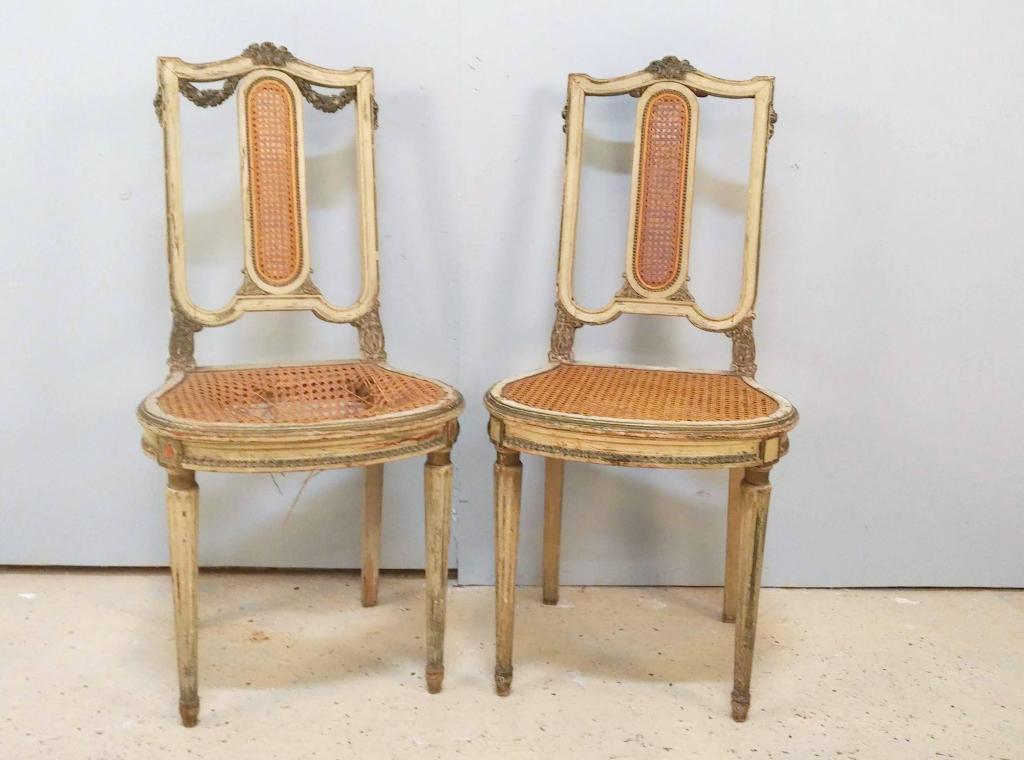 Pair Antique Louis XVI Style Side Chairs (1 of 5)