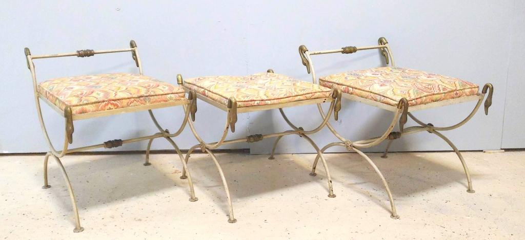 Set of 3 Hollywood Regency Benches (1 of 6)