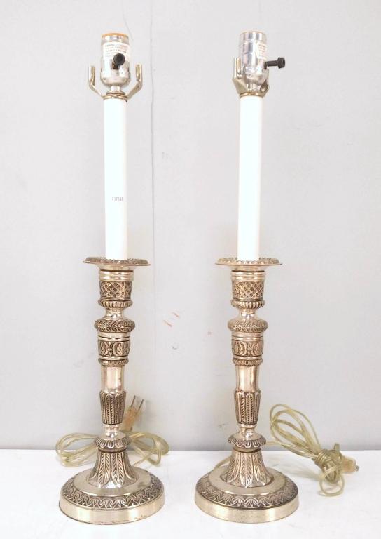 Pair Metal Candlestick Lamps (1 of 2)