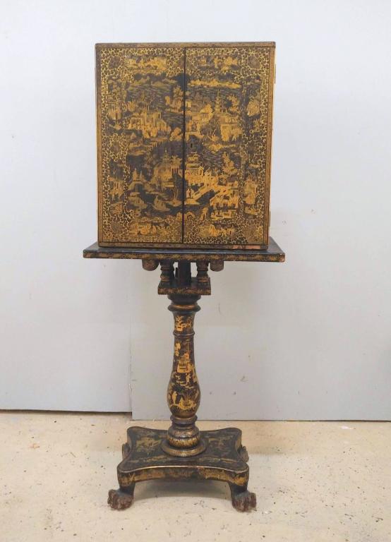 Antique English Regency Japanned Chest on Stand (1 of 9)