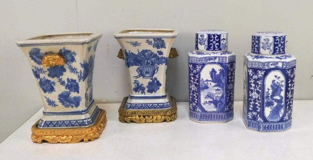 2 Pair Blue and White Porcelain Articles (1 of 3)