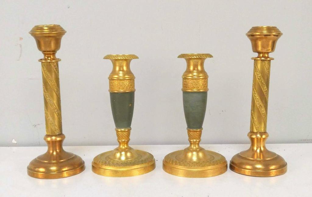 2 Pair Gilt Metal Candlesticks (1 of 3)