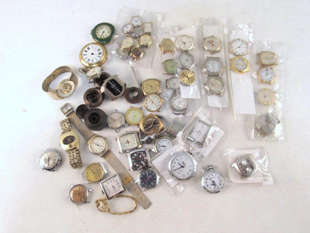 Large Assortment Watch Faces Etc.: And pocket watches. Mostly as is. (From a 870 UN Plaza Estate)
