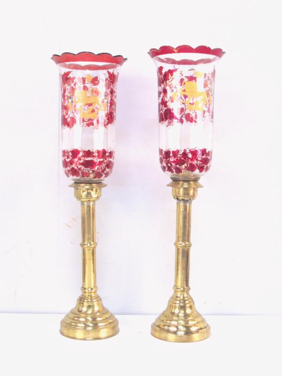 Pair Antique American Hurricane Candlesticks (1 of 8)