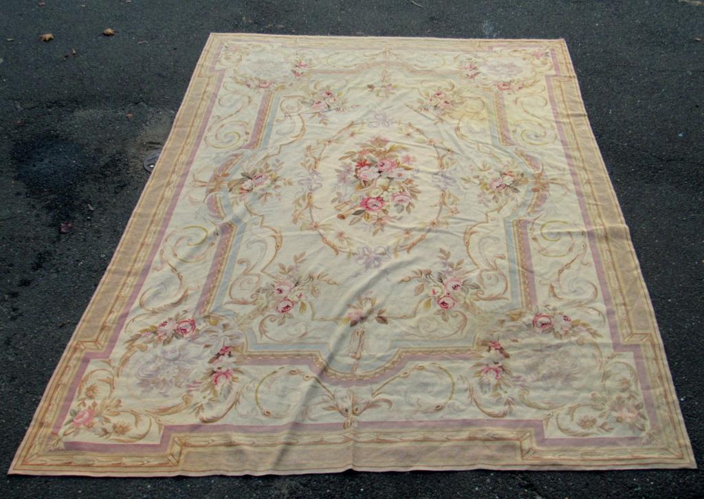 Needlepoint Carpet - 8' 7" x 11' 9": Aubusson pattern. As is, as shown.