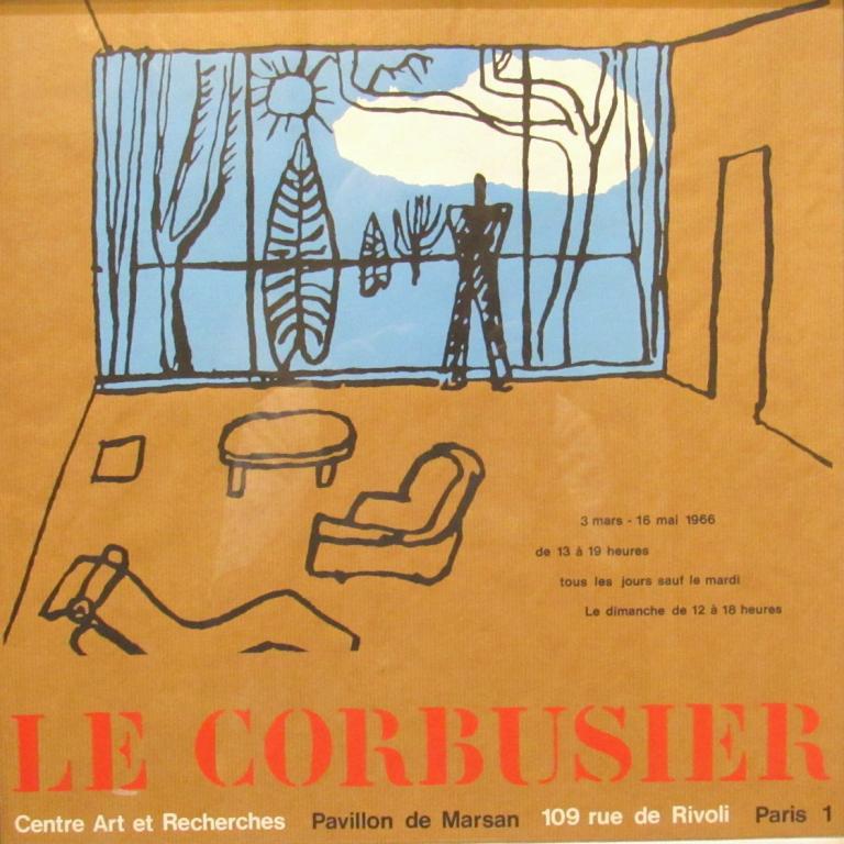 Le Corbusier Print: "Le Corbusier", Center Art de Recherches, Pavillion de Marsan, 109 rue de Rivoli, Paris 1. 15.5" x 15.5" (116.5" x 16.5")