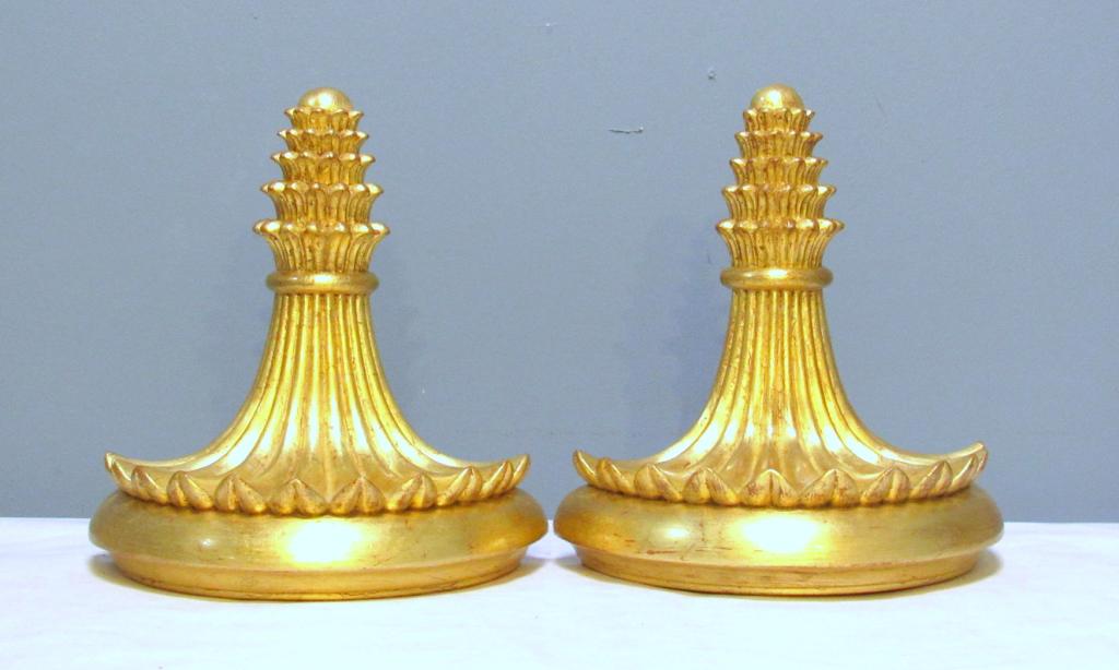 Pair Gilt Pressed Resin Brackets: Plate holder slots. 11.5" x 10.5" (From a Rowayton CT Estate)