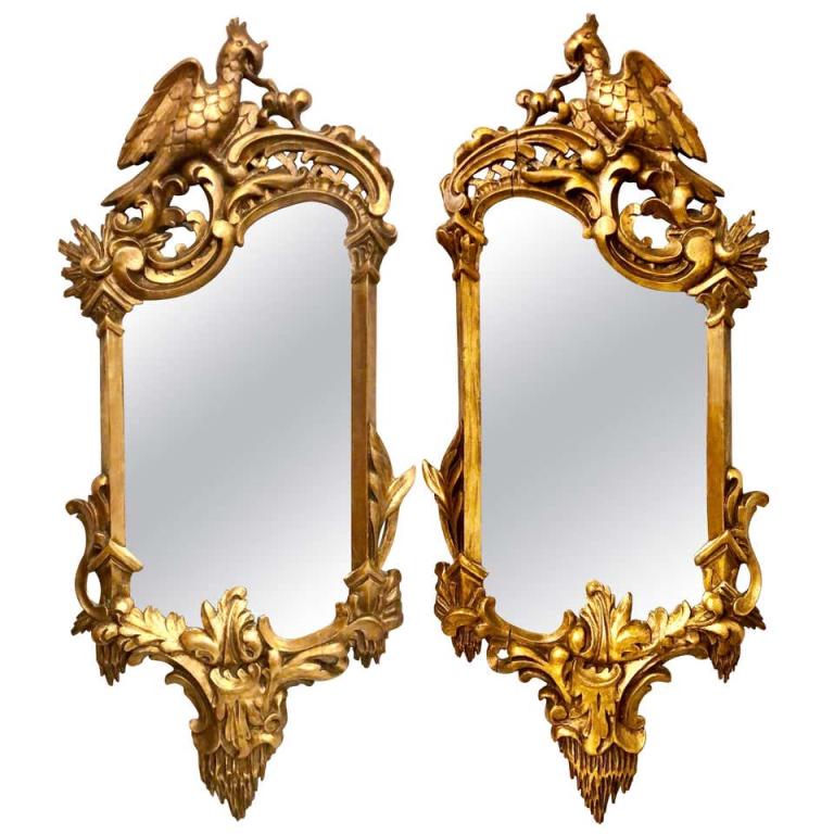 Pair of Gilt Eagle Crested Wall or Console Mirrors (1 of 8)