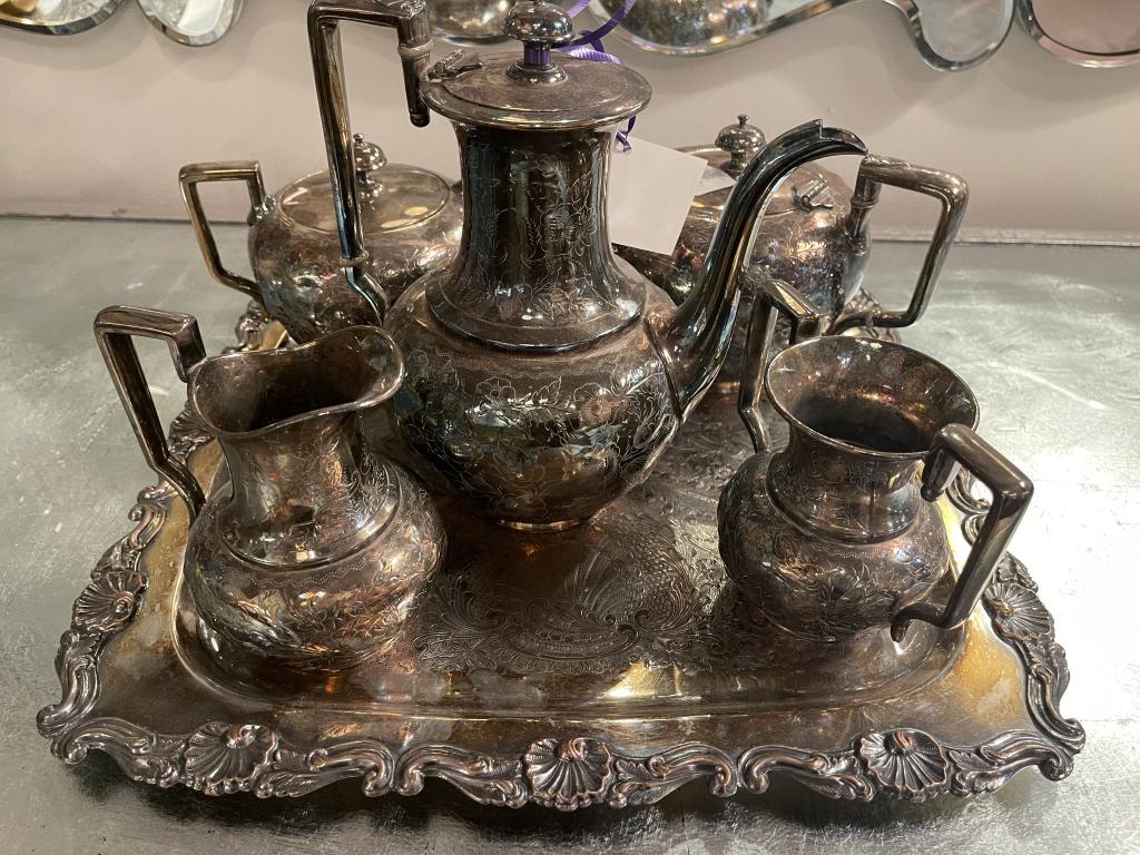 Six Piece Silver Platted Tea Service (422) (1 of 5)