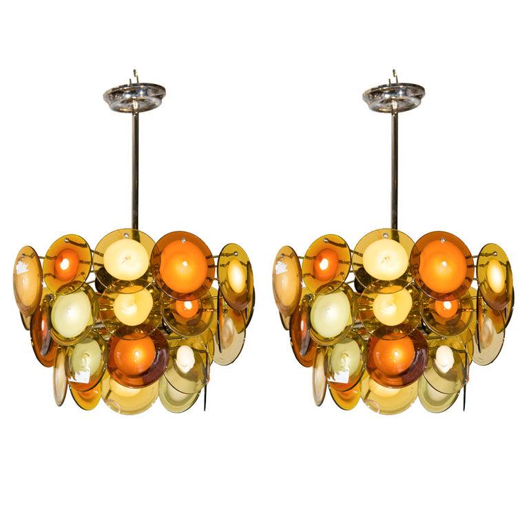 Pair of Art Deco Style Glass Disc Fixtures (1 of 5)