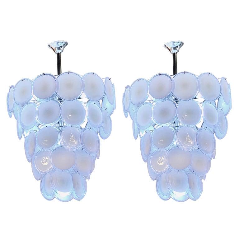 Pair of  Art Deco Style White Murano Chandelier (1 of 12)