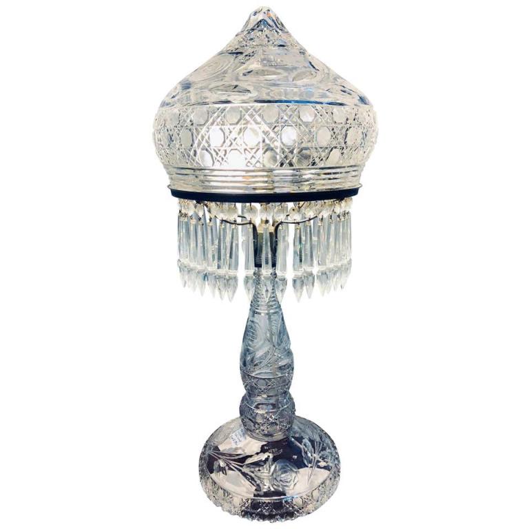 Large Cut Glass and Crystal Domed Table Lamp (1 of 8)