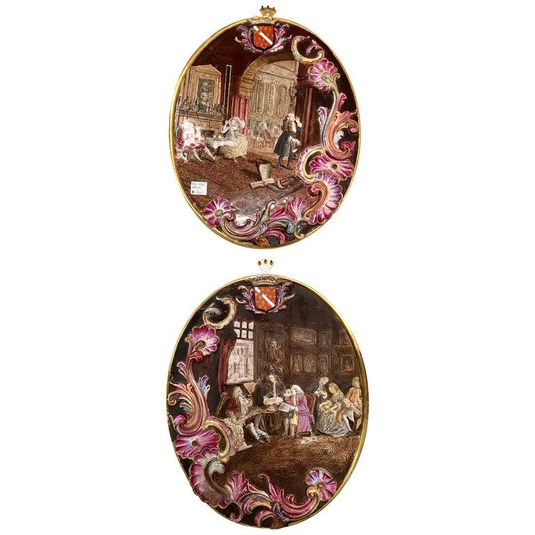 Pair Neoclassical Porcelain Signed Plaques (422-236) (1 of 9)