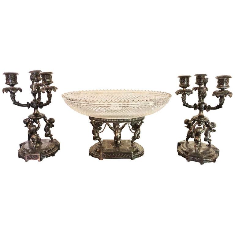 Three-Piece Pair-Point Cherub Candelabra (1 of 10)