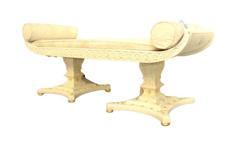 Hollywood Regency Roll Arm Bench (1 of 10)