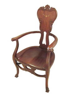 Victorian / Eastlake Chair: With floral detail. 21" x 18.5" x 40.25"