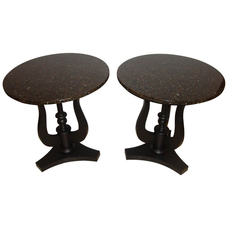 ****(Updated)** Pair of Round Marble Top Tables (1 of 9)