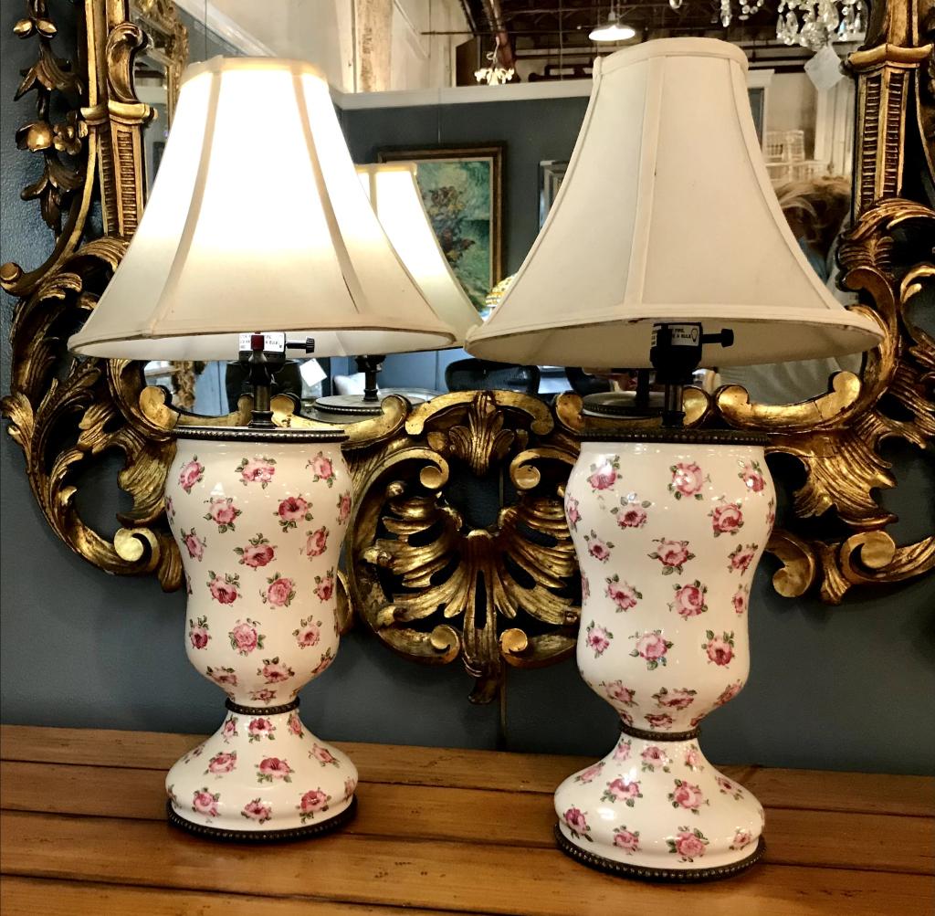 Pair of Porcelain Hand Painted Table Lamps (1 of 6)
