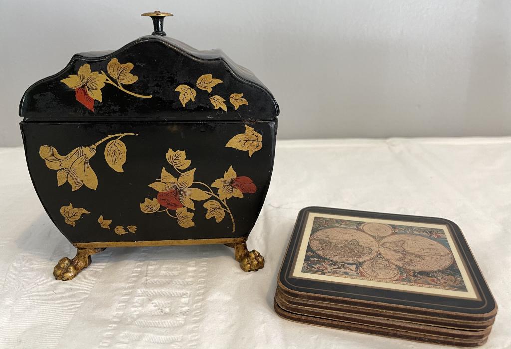 Tea Caddy & 4 Piece Drink Coasters (1 of 7)