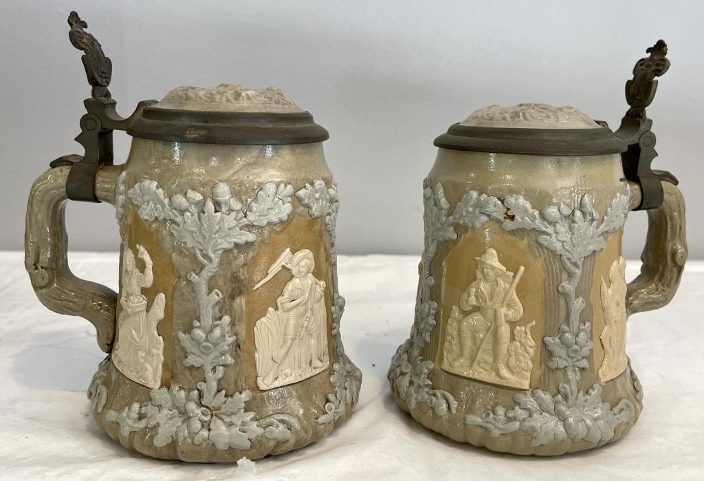 Pair Villeroy & Boch Mettlach Beer Steins (1 of 7)