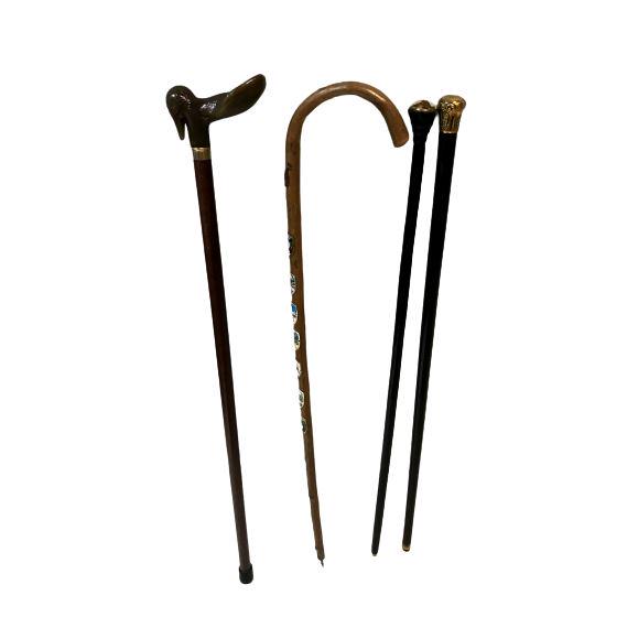 Lot of 4 Canes/Walking Sticks-1 with English Gold Top. (1 of 14)