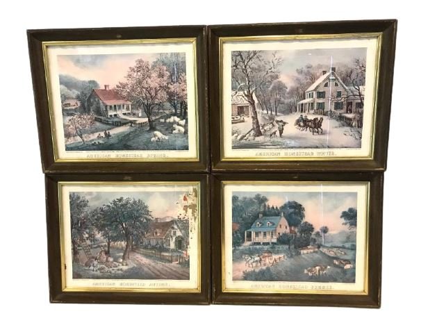 Set of 4 Currier & Ives Prints (1 of 13)