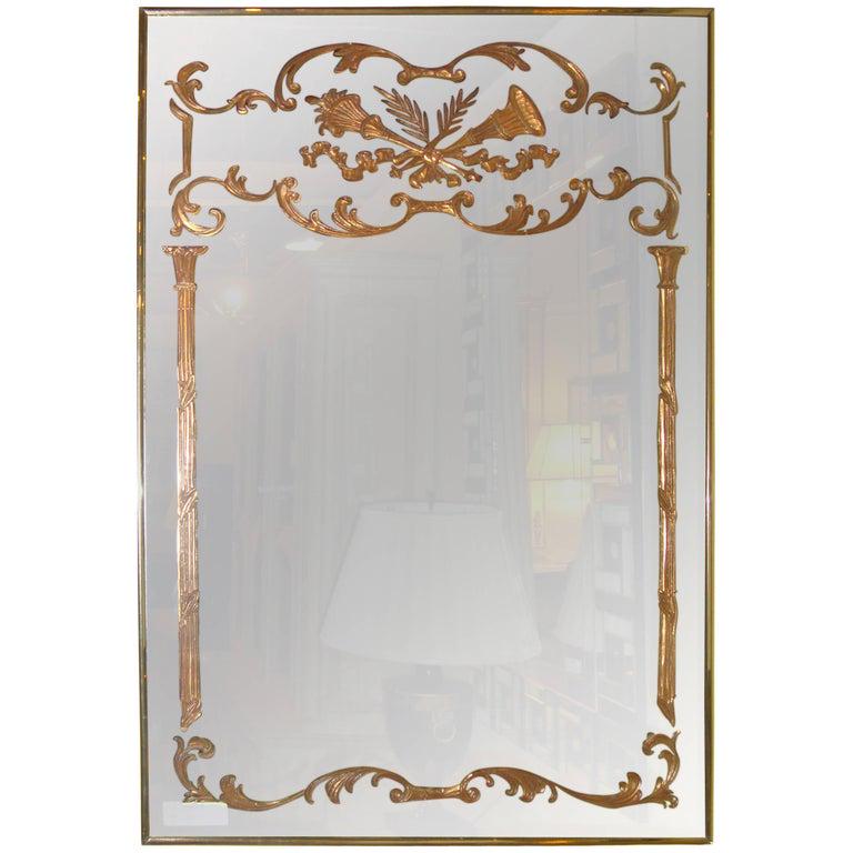 Louis XVI Style Etched Glass Wall Mirror (1 of 6)