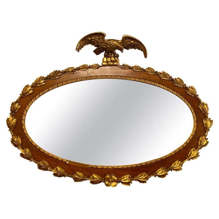 Federal Style Oval Wall Console Mirror (1 of 8)