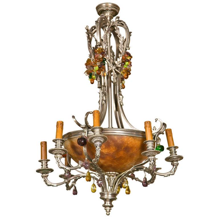 8 Arm French Art Nouveau Style Chandelier (1 of 10)