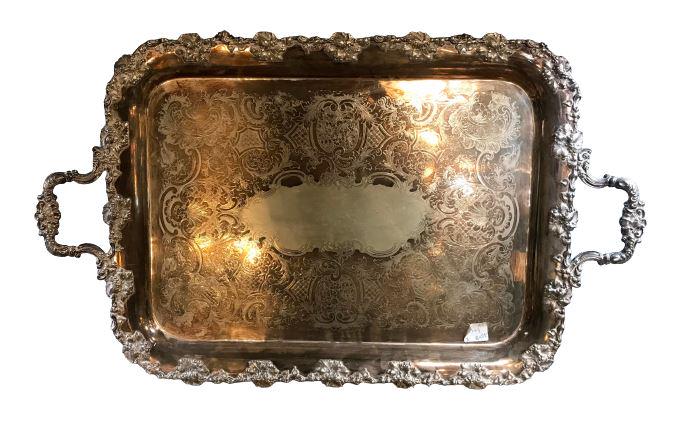 Large Silver Platted Serving Tray. Hallmarked. (1 of 7)
