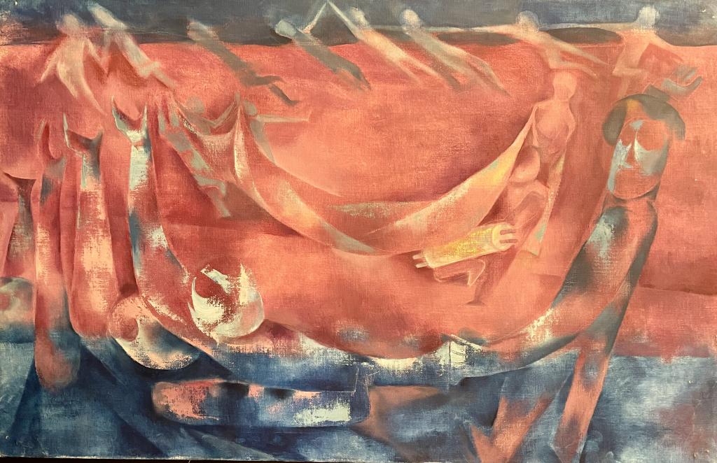 Joseph Wolins - Oil on Canvas: Dancing Figures. In great condition. Measures: 40" X 26". (101-1814).