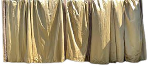6 Pieces Curtains: Gold panel with lace detailing. Wear consistent with use. Stain pictured at bottom of one of the panels. Measures: 50" x 128"
