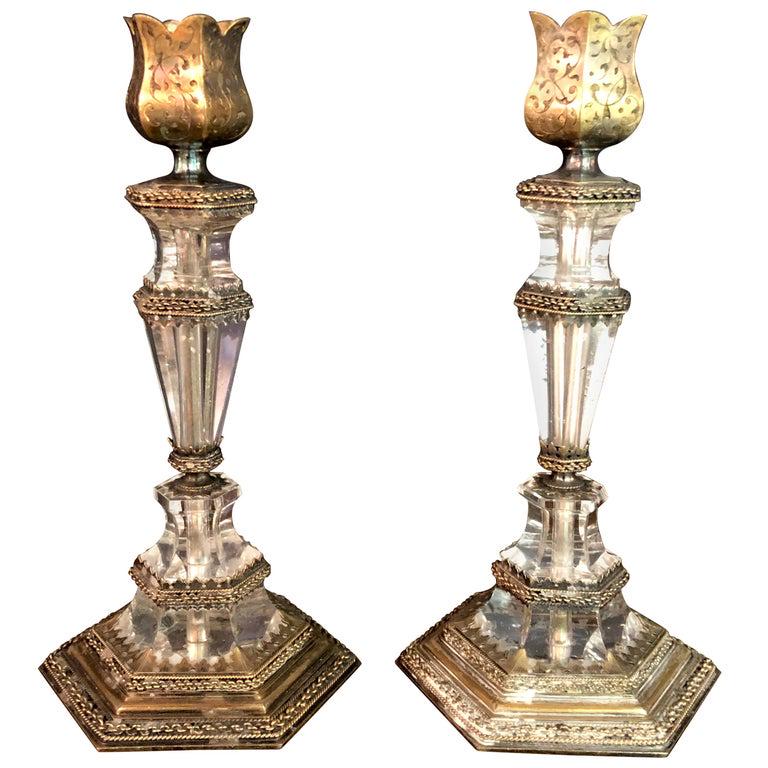 19th C. Austrian Rock Crystal  Candlesticks (1 of 10)