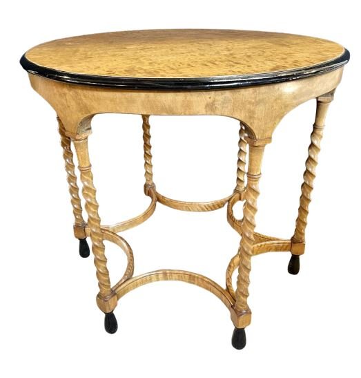 Period Biedermeier Center Table. Maple and Ebony (1 of 9)
