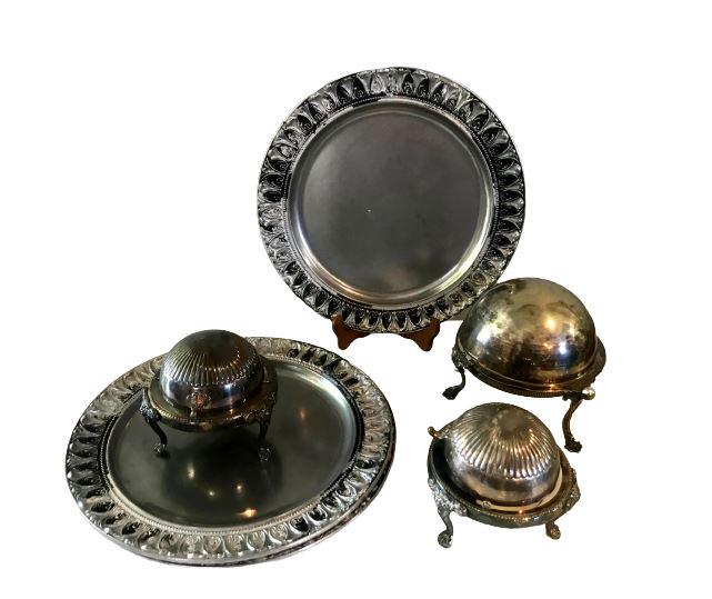 3 Silver Plated Caviar Dishes & Carson Trays (1 of 15)