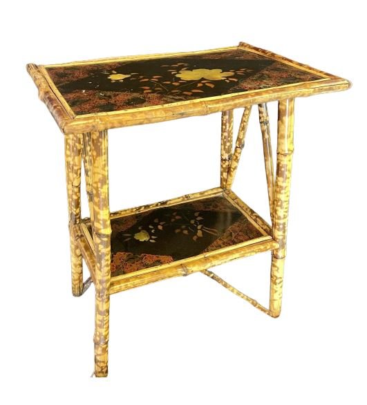 19th C. Bamboo Chinoiserie Decorated End Table (1 of 6)