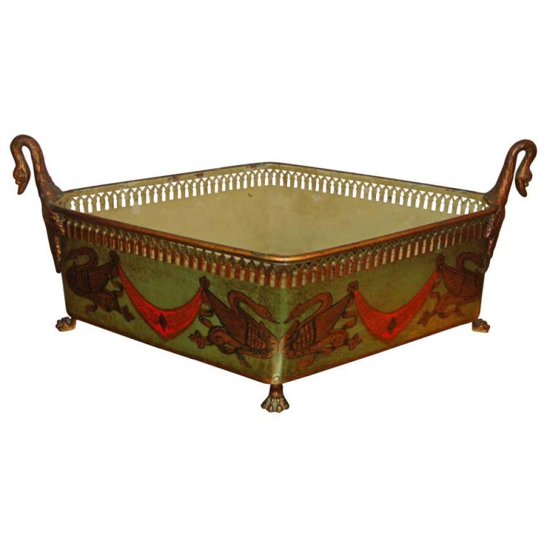 Antique Hand-Painted Tole Window Box Planter (1 of 5)