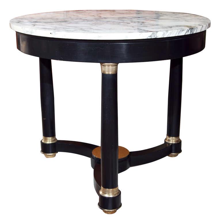 Ebonized Center Table with White Marble Top (1 of 8)