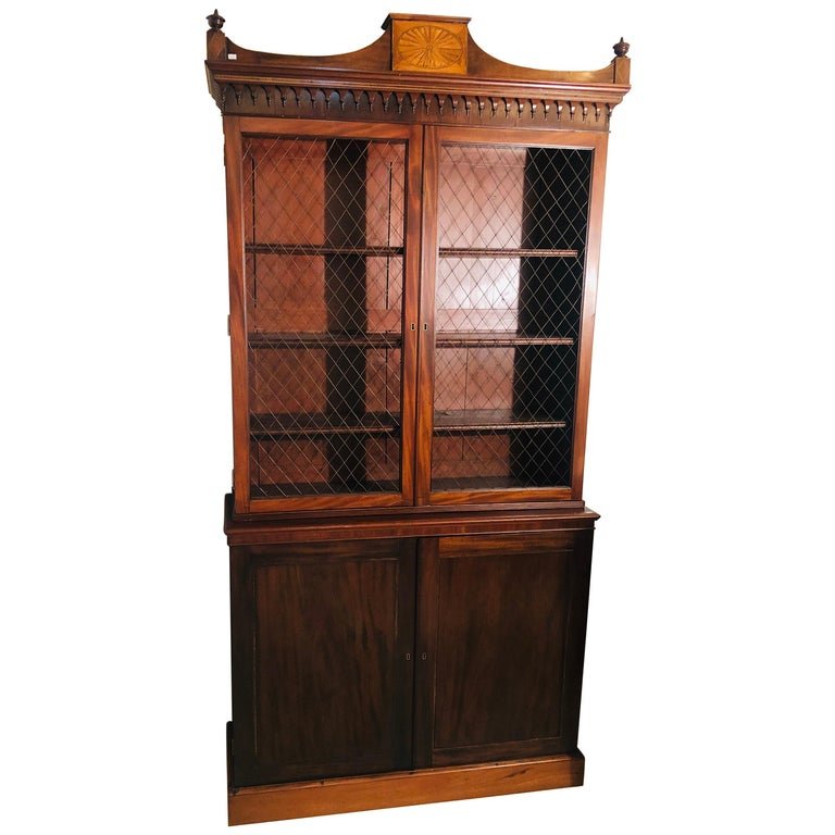Sheraton Style English Cupboard Bookcase (1 of 11)