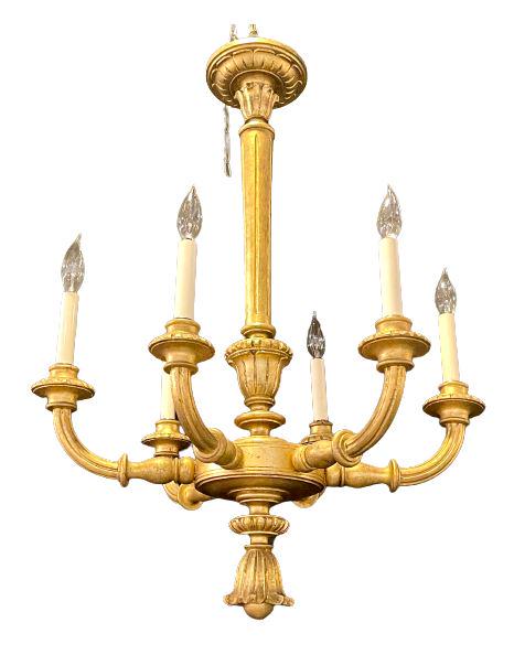 Gilt Wood Italian Six Light Chandelier (1 of 8)
