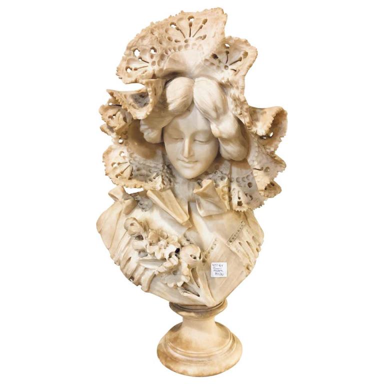 1920 Alabaster Bonnet Top Bust of a Woman (1 of 15)