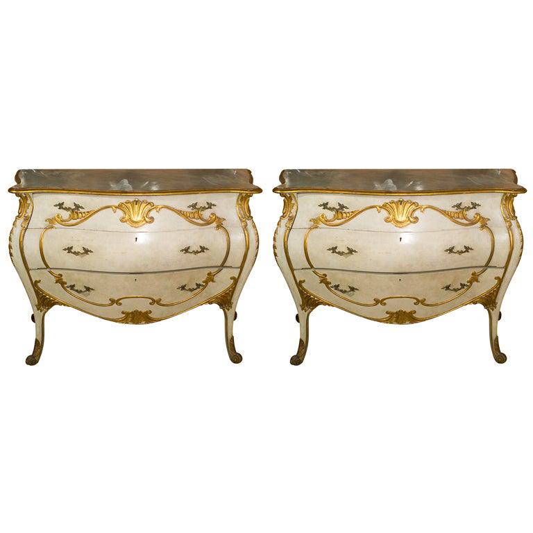 Pair of Painted Commodes Italian Niccolini Marble (1 of 12)
