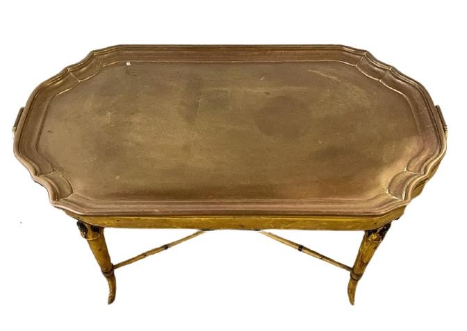 Brass Table Tray on Wood Base (1 of 9)