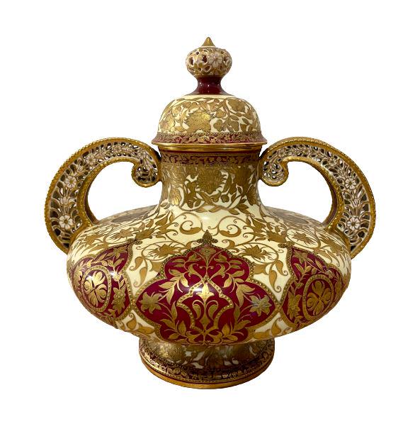 Gilman Collamore & Co Burgundy Lidded Urn (1 of 7)