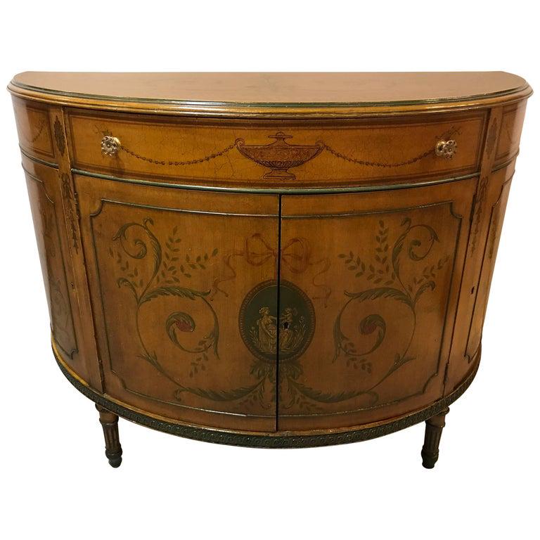 Adams Style Paint Decorated Demi lune Commode (1 of 9)
